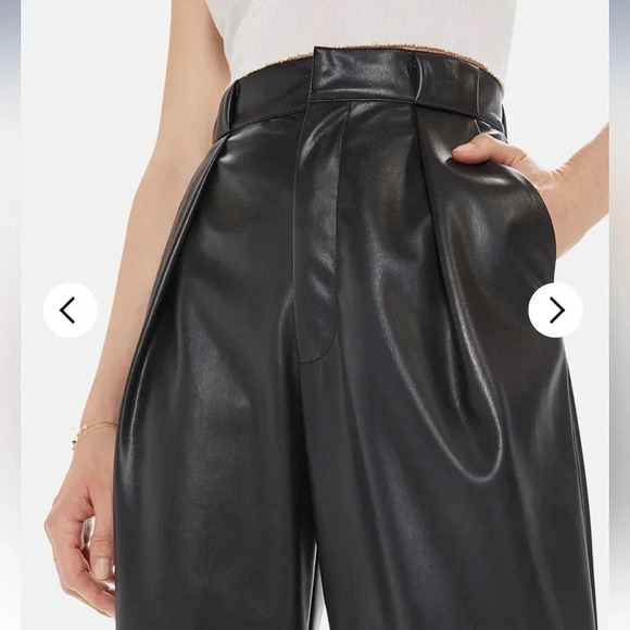 MOTHER Black Faux Leather Pant NWT Tunnel Vision Pleated Pants Size 29 - Picture 4 of 11